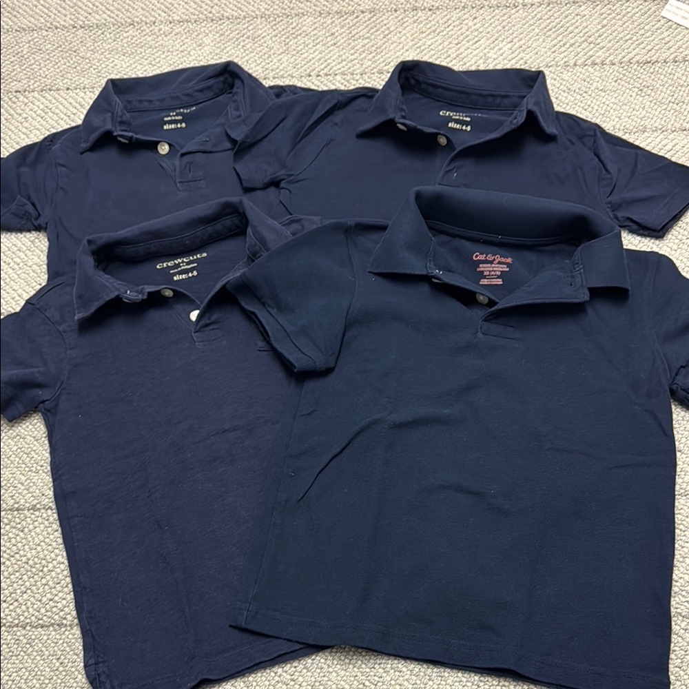 Boys Navy Blue Polo Shirts Set jcrew and cat jack size 4-5
